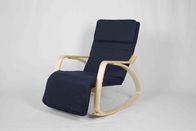 Cadeira de balanço exterior de madeira do berçário da mobília da lona azul com assento para pés ajustável