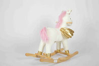 Unicórnio de madeira do cavalo de balanço dos brinquedos da criança branca para o bicho de pelúcia alto Seat da cremalheira